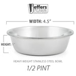 Jeffers Heavy Weight Stainless Steel Pet Bowls – Durable Pet Food & Water Dish, Chew-Resistant, Dishwasher Safe