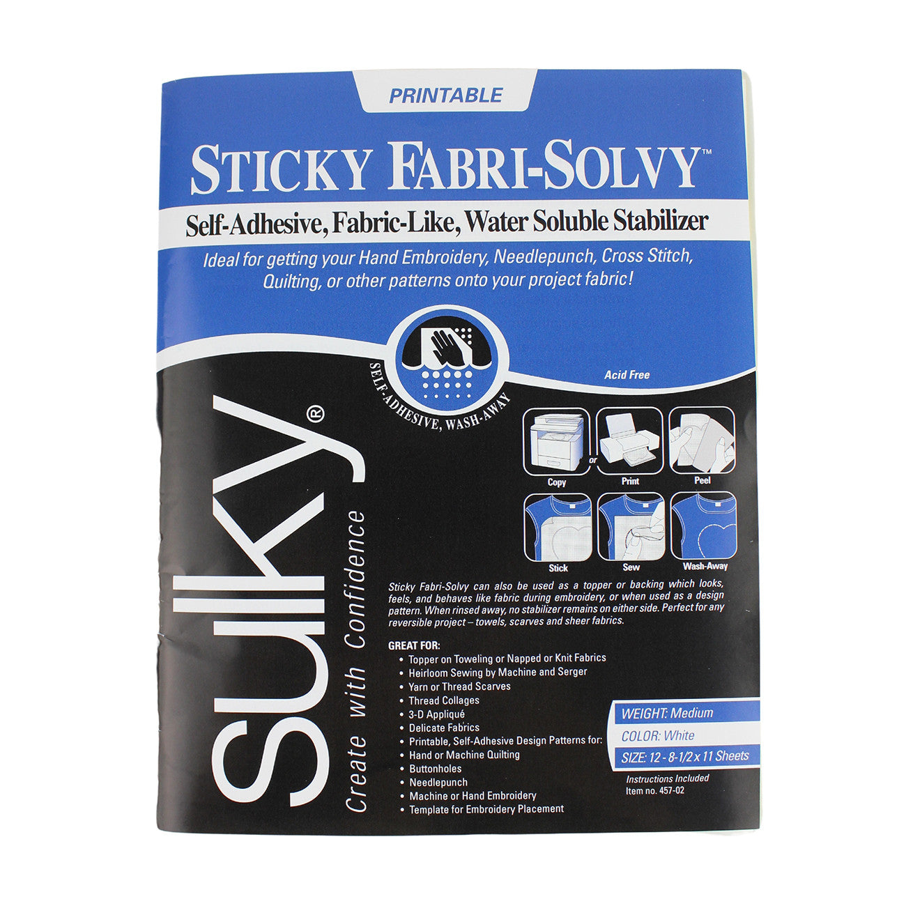 Sticky Fabri Solvy Printable Sheets 12ct  8-1/2in x 11in