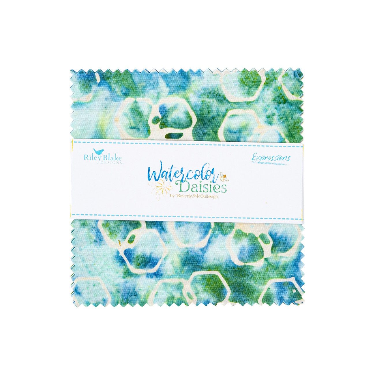 Expressions Batiks Watercolor Daisies 5in Squares, 42pcs/bundle