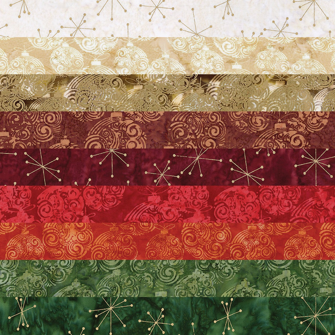 Batiks Holiday Sparkle Festive 5 Inch Stacker, 42pcs