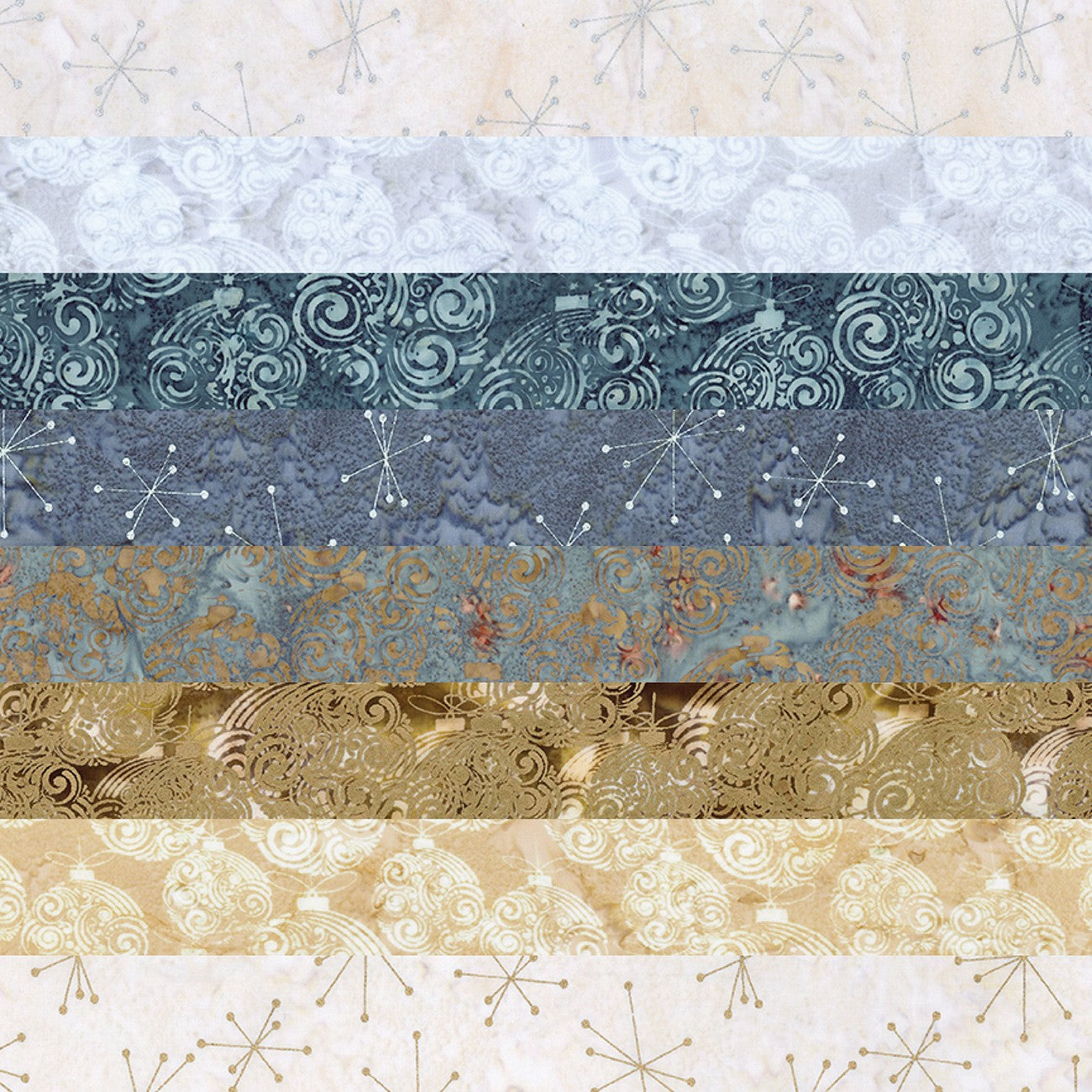 Batiks Holiday Sparkle Silver & Gold 5 Inch Stacker, 42pcs