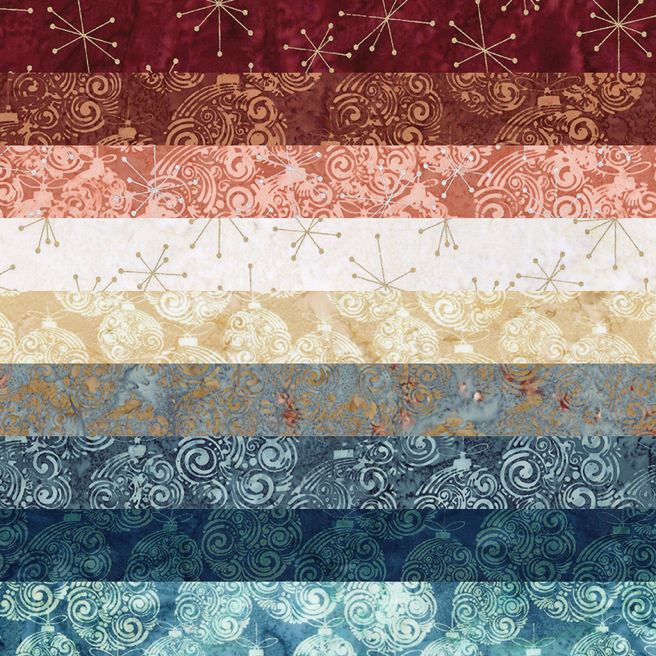 Batiks Holiday Sparkle Boho 5 Inch Stacker, 42pcs