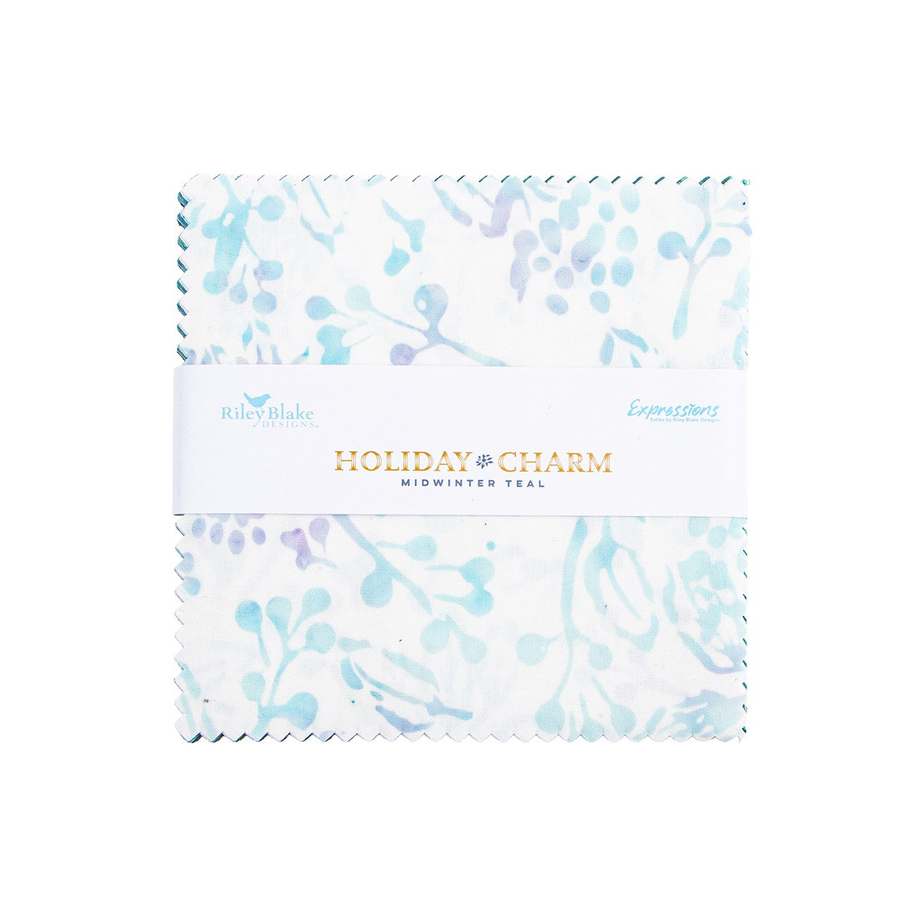 Batiks Holiday Charm Midwinter Teal 5in Squares B, 42 Pcs.