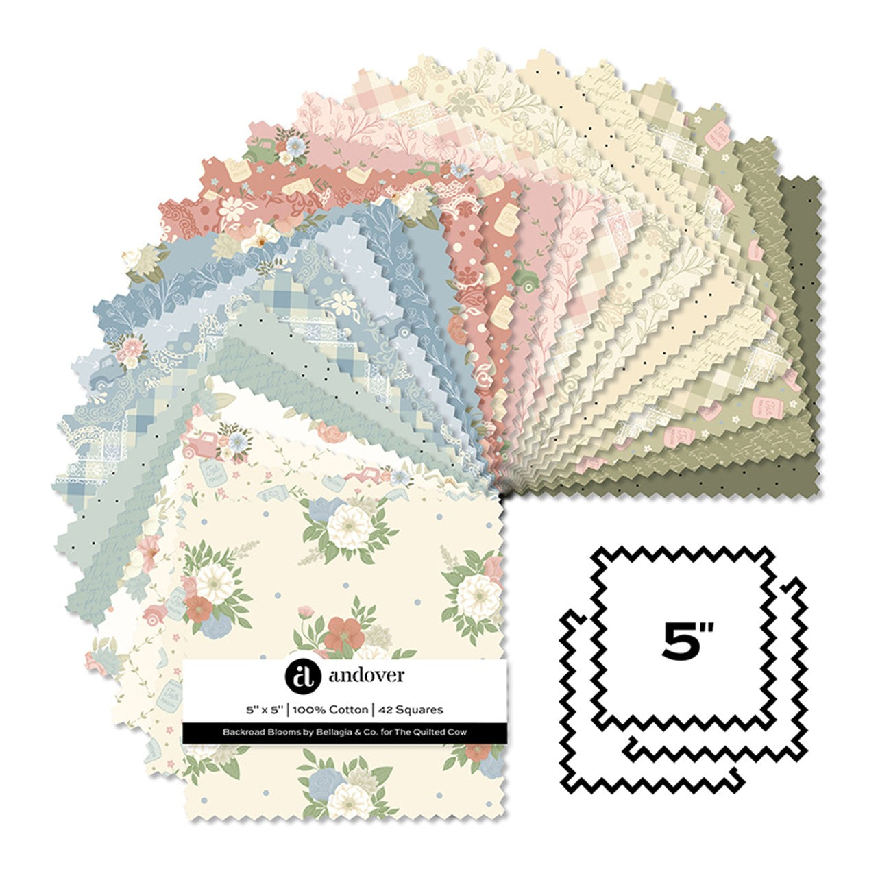 Backroad Blooms - 5 Inch Square - 42 Cuts Each