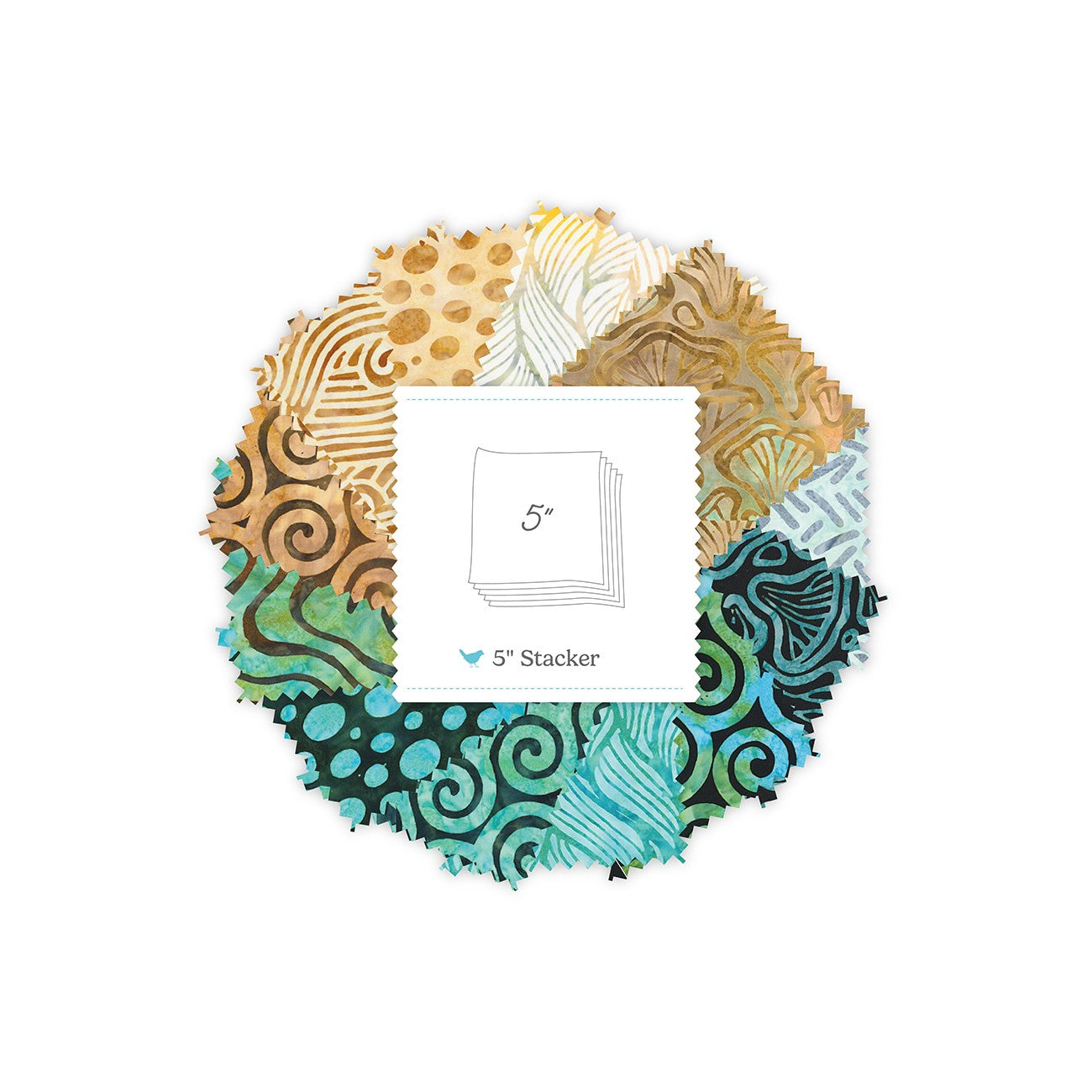 Batiks Modern Motion Coastal 5in Squares B, 42 Pcs.