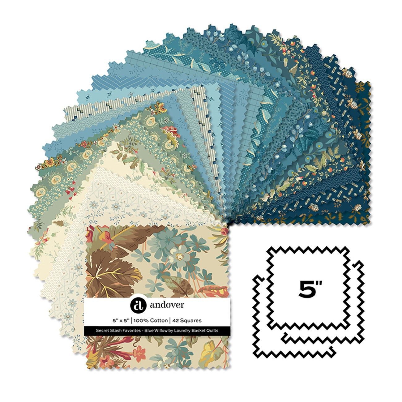 Blue Willow - 5 Inch Square - 42 Cuts Each