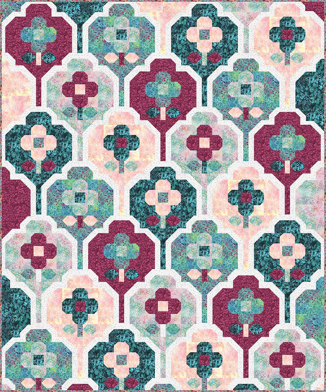 Kashmir Wallflower Digital Quilt Top Pen + Paper Patterns 63.5"x76.5"