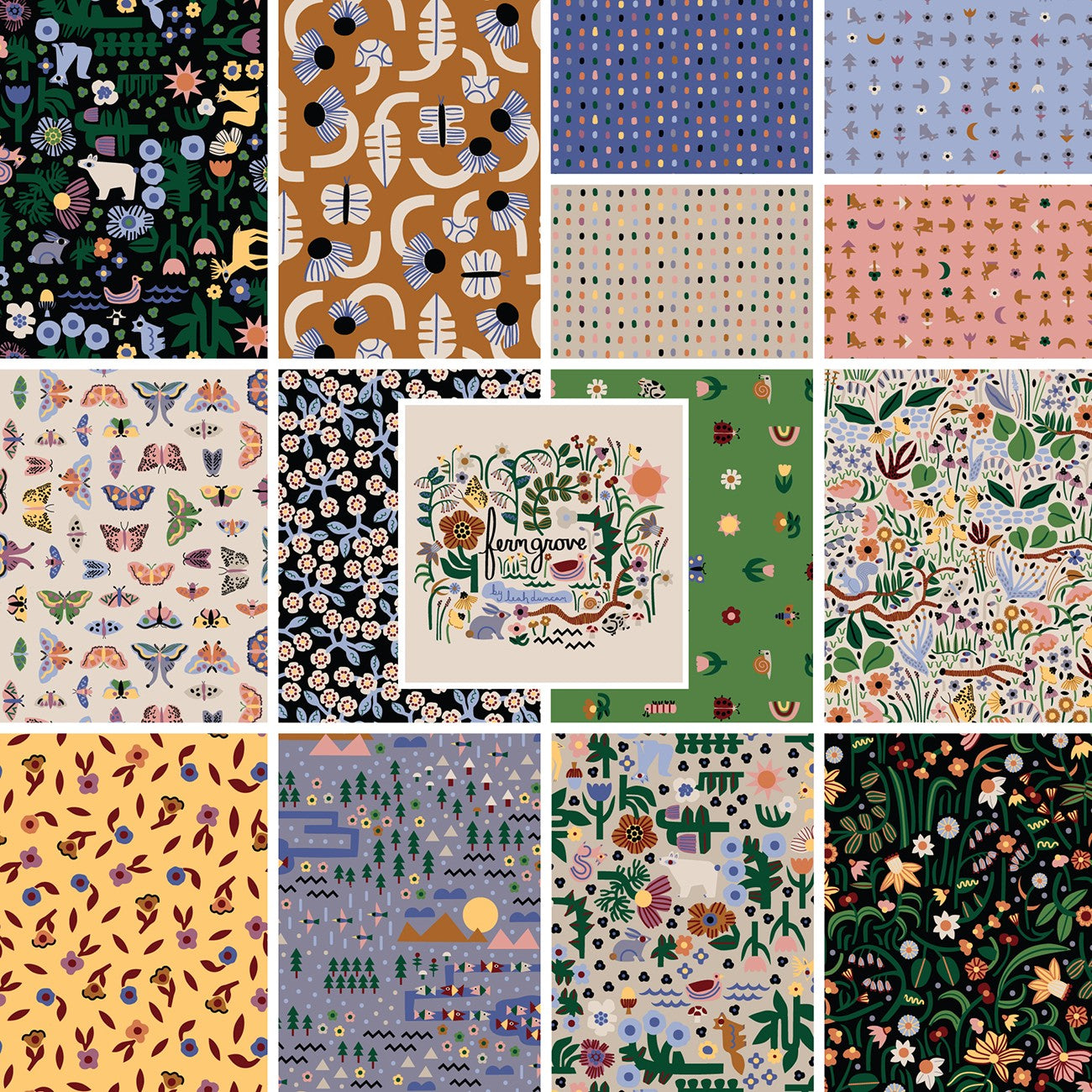 Fat Quarter Fern Grove Organic, 14pcs/bundle