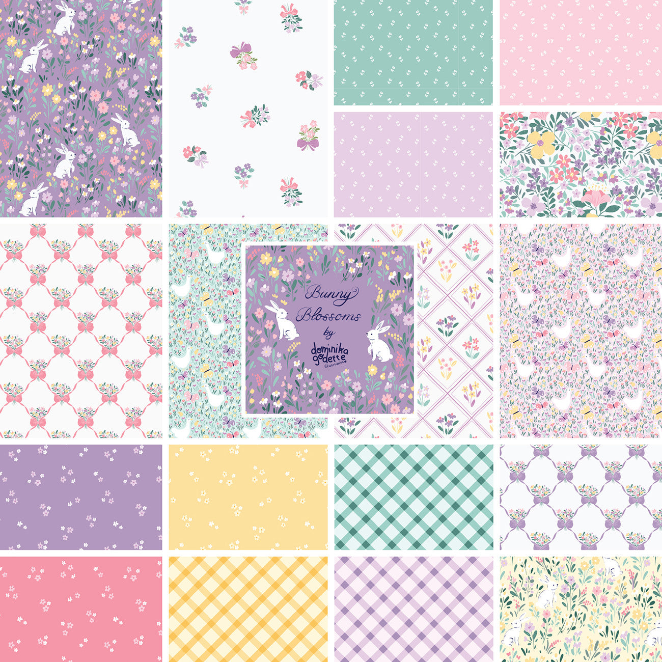 10in Squares Bunny Blossoms Organic, 42pcs/bundle