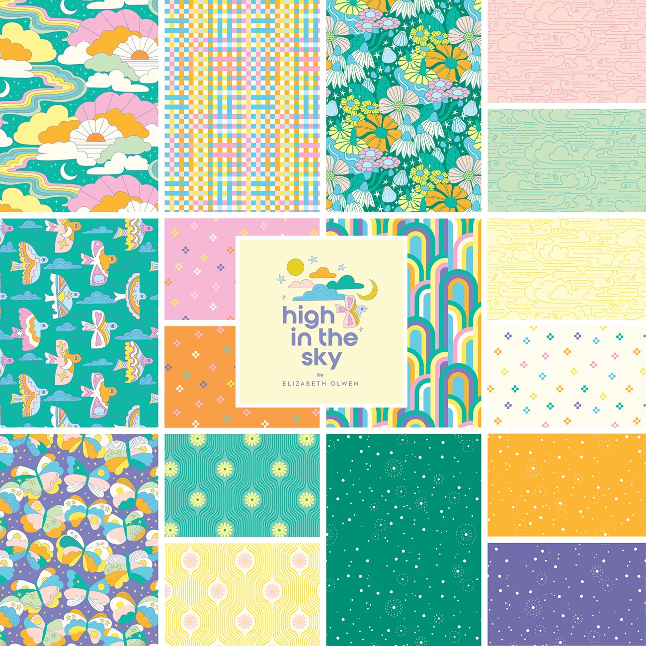 Fat Quarter High In The Sky 17Pcs/Bundle