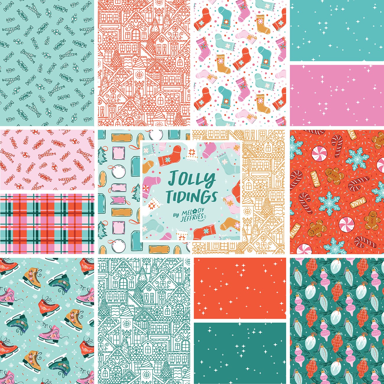 2.5In Squares Strips Jolly Tidings 40Pcs/Bundle