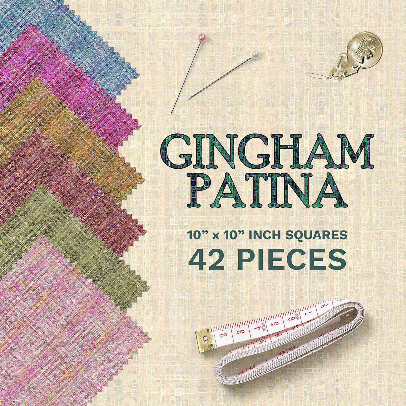 Gingham Patina 10 Inch Square Pack - 42 Asst
