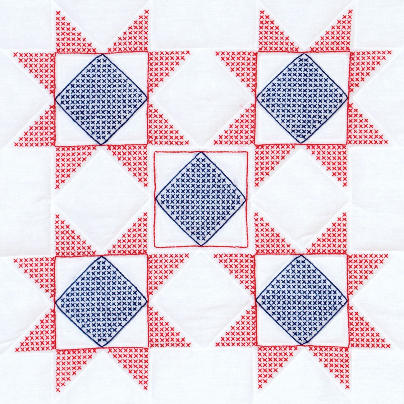 Five Cross-Stitch Stars 18" Quilt Blocks