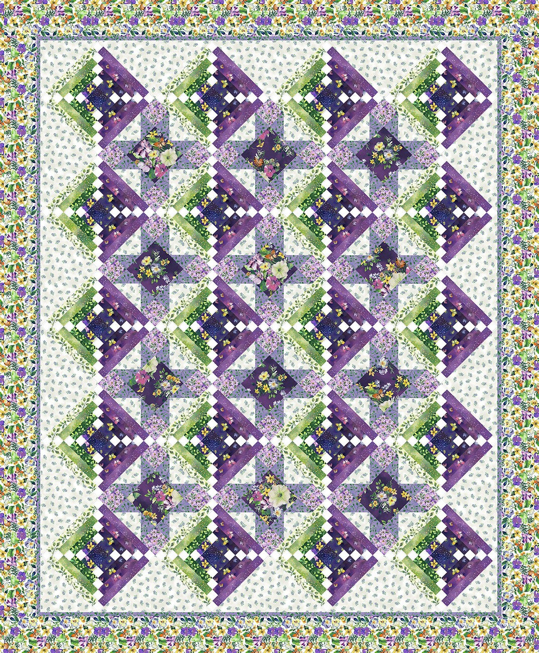 Multi Sunrise Sunset Digital Quilt Top, 66" x 80"