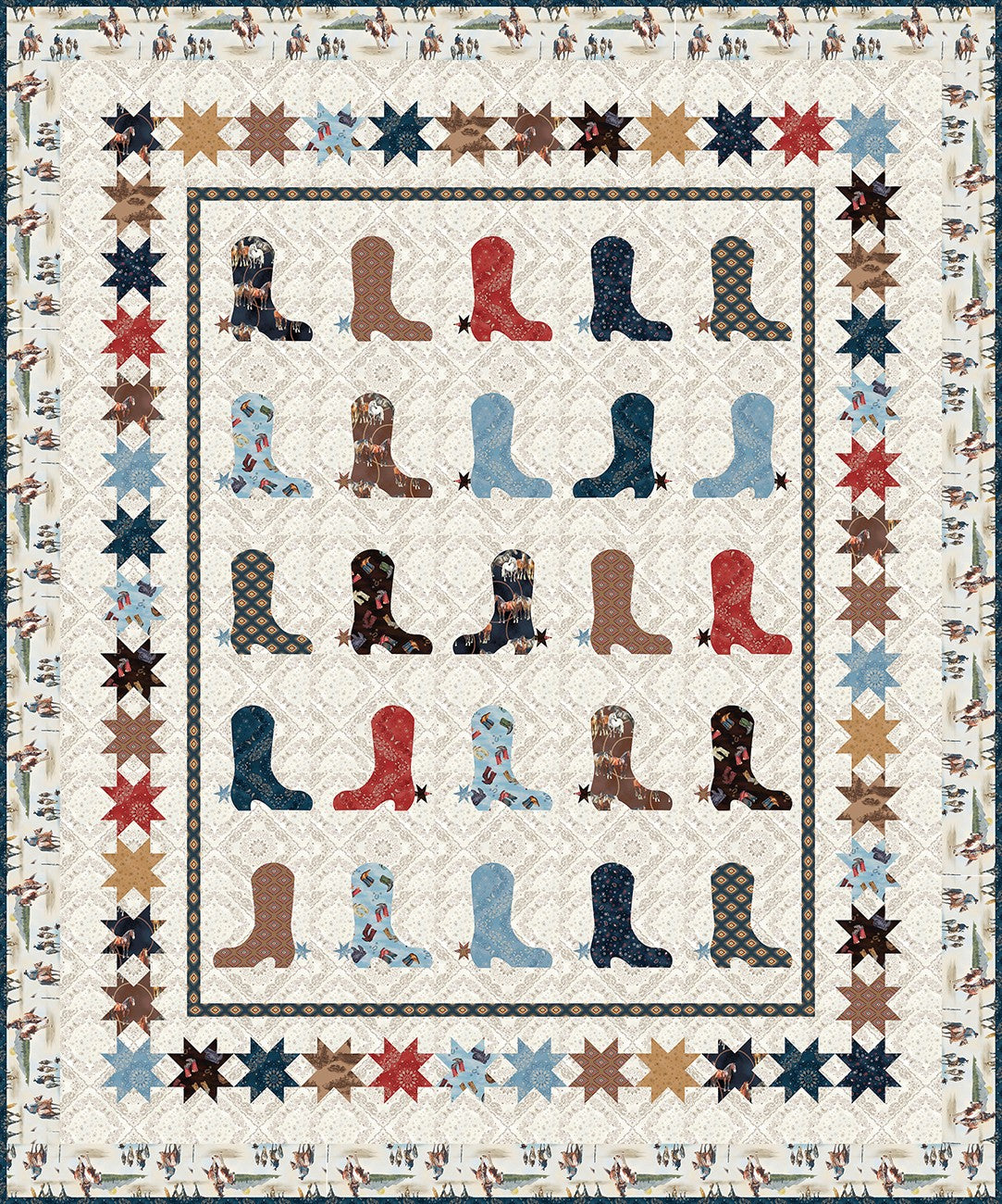 Saddle Up Digital Quilt Top, 75" x 90"