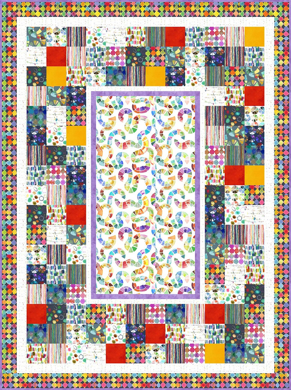 Prismatic Rhythm Digital Quilt Top, 68" x 78"