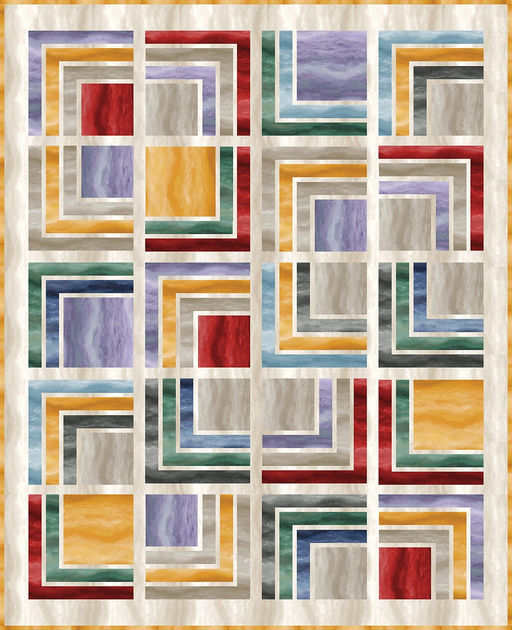Seaglass Panes Digital Quilt Top, 58.5" x 72"