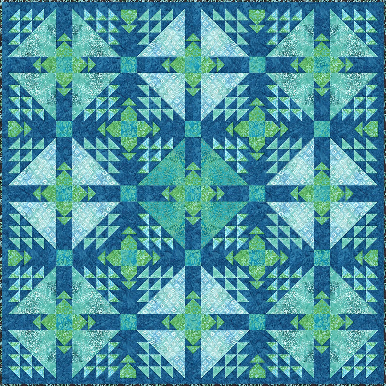 Island Bouquet Digital Quilt Top, Natalie Crabtree, 96"x96"