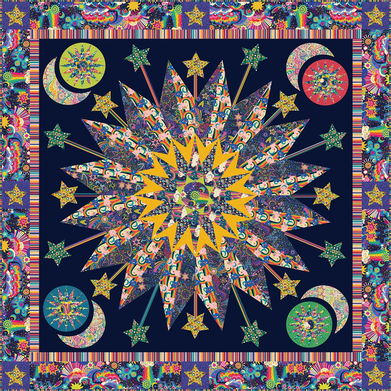 Multi Shooting Star Quilt Kit, 84" x 84"