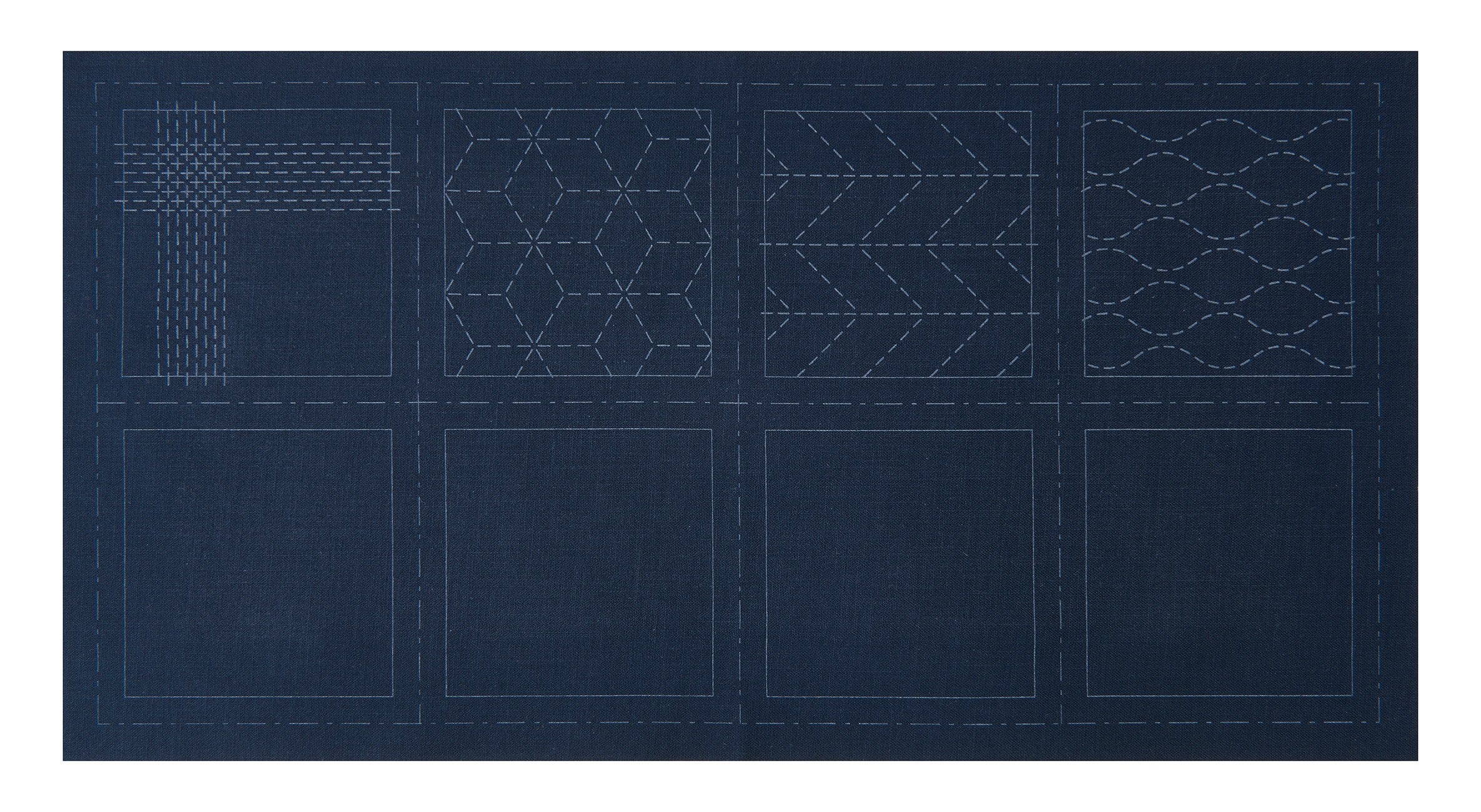 Cosmo Sashiko 100% Cotton Pre-printed Precut Cloth Set For Coasters - Blue