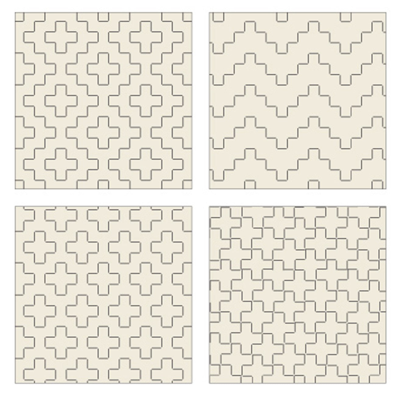 Cosmo Sashiko 100% Cotton Pre-printed Precut Set For Coasters - Ivory