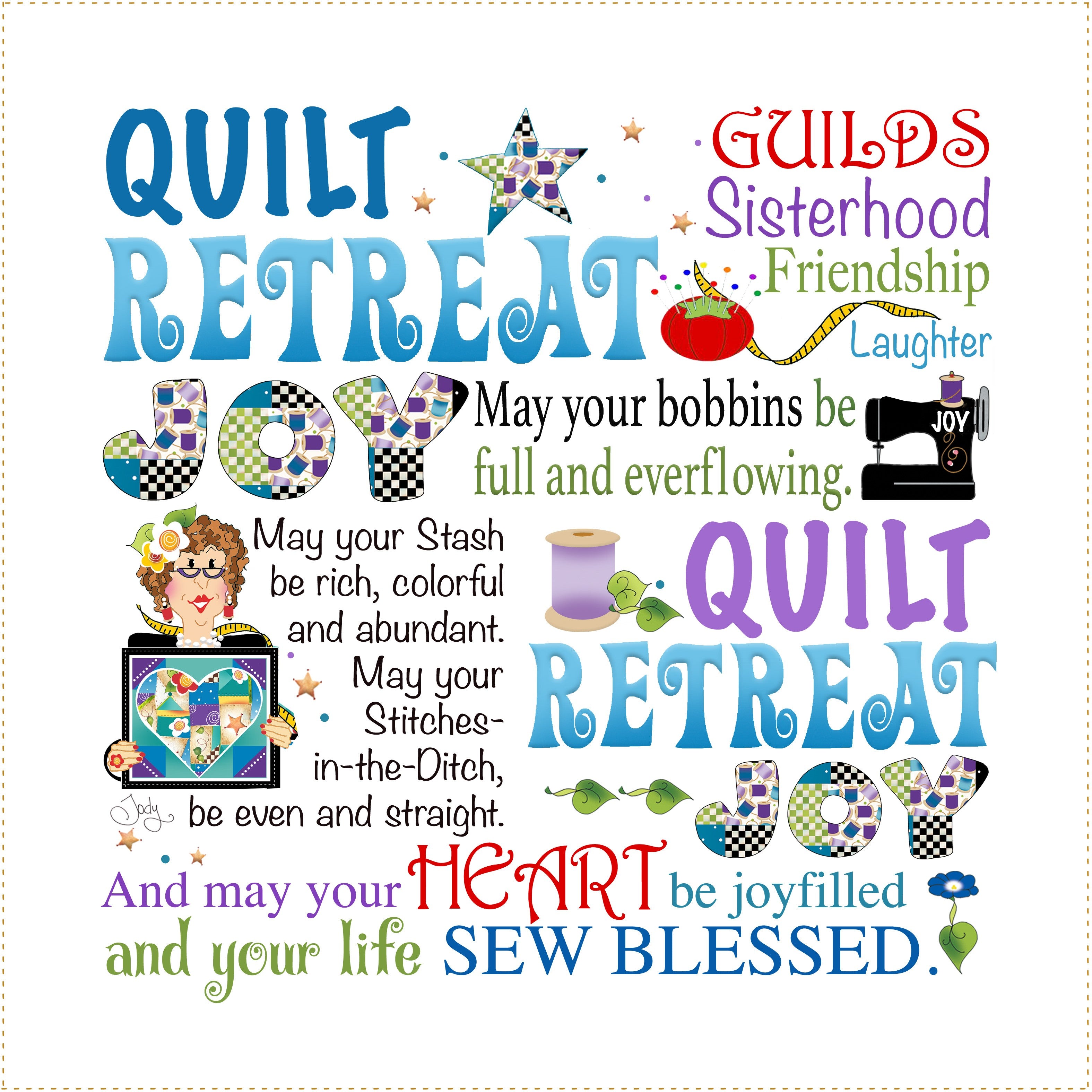 Fabric Art Panel 10-1/2in Quilt Retreat JOY