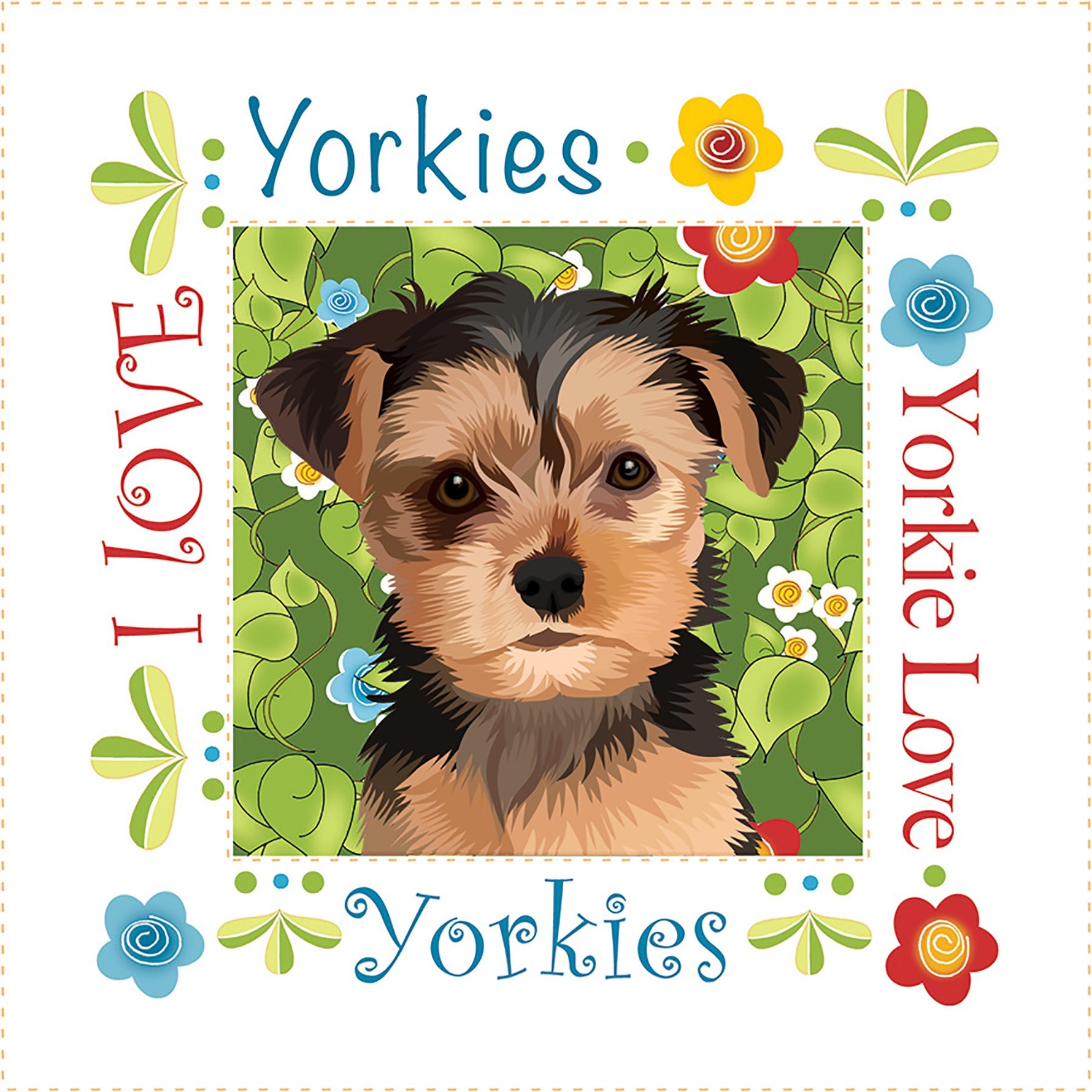 Fabric Art Panel 6in Yorkie