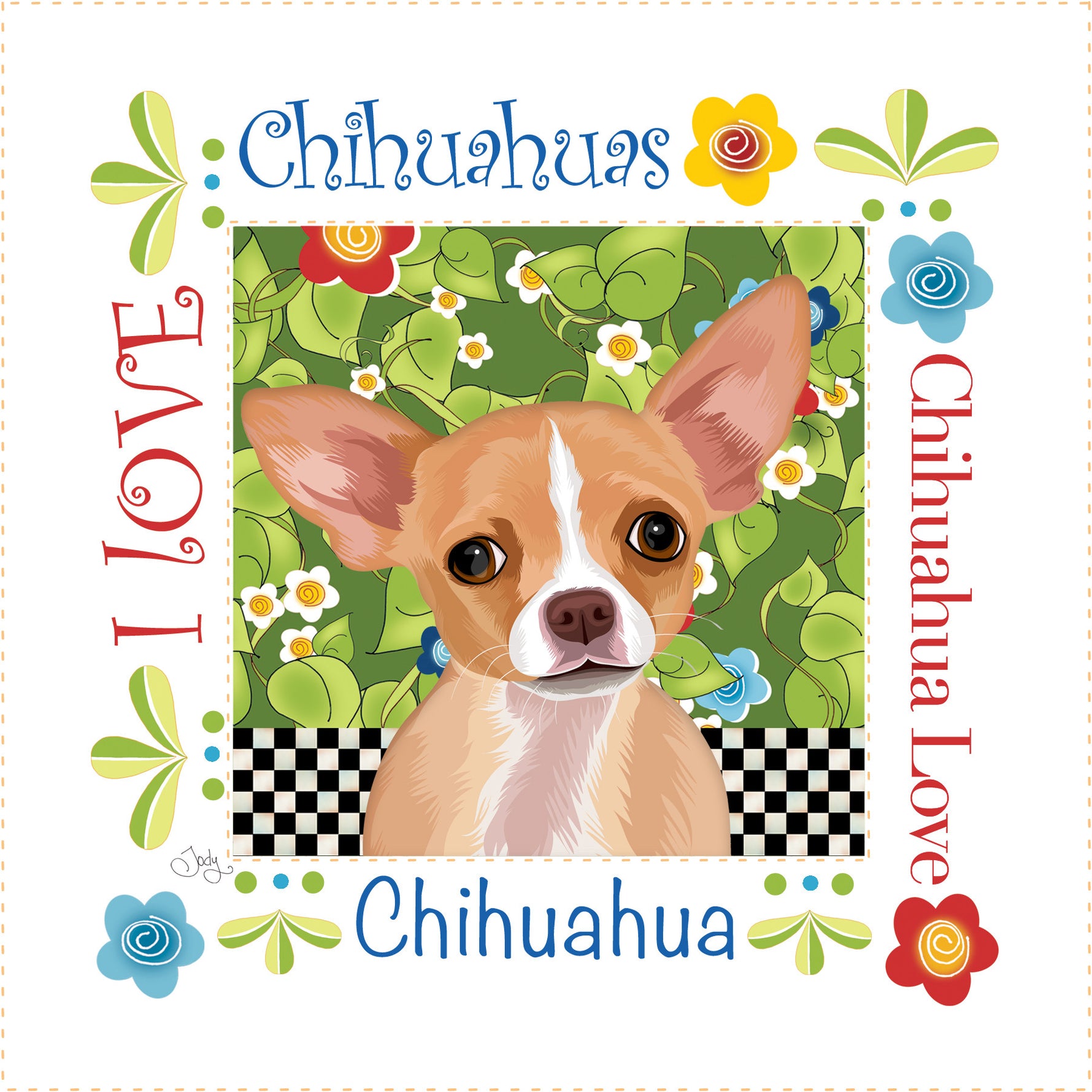 Fabric Art Panel 6in Chihuahua