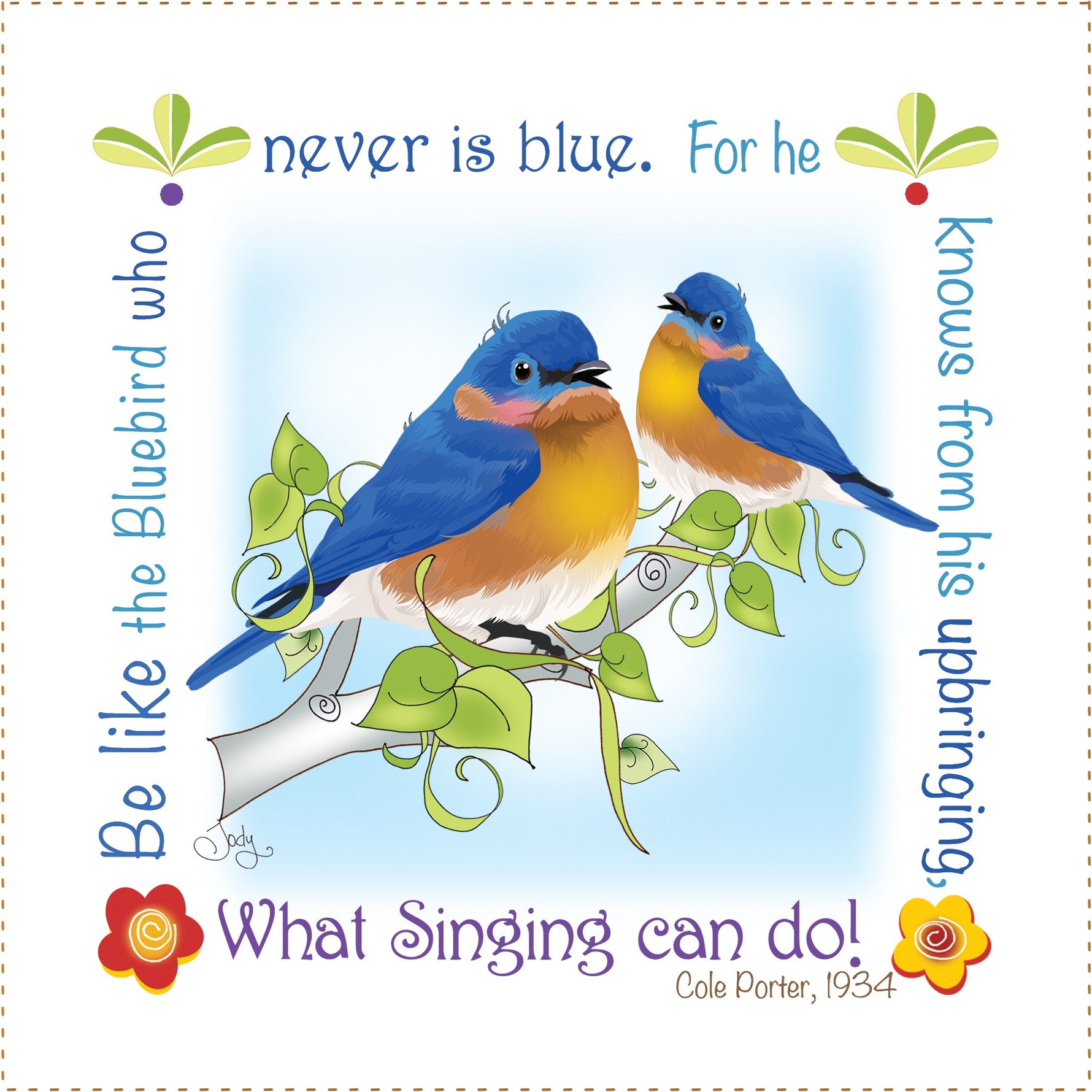Art Panel 6in Bluebirds
