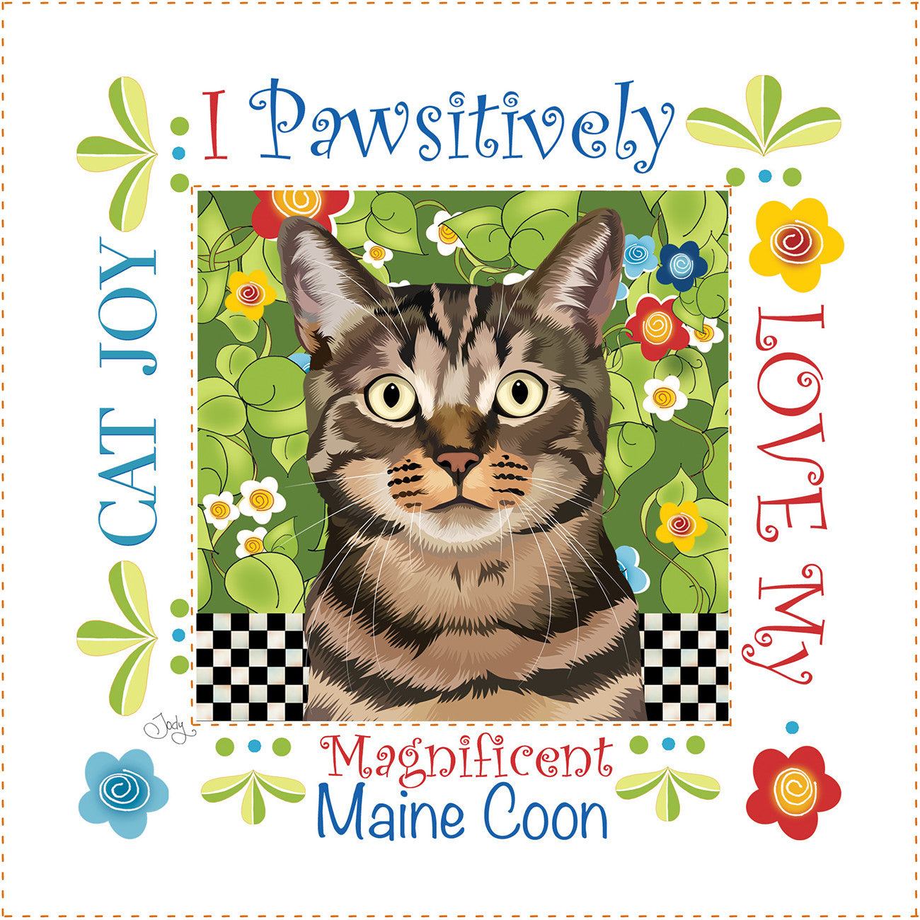 Fabric Art Panel 6in Square M.Coon