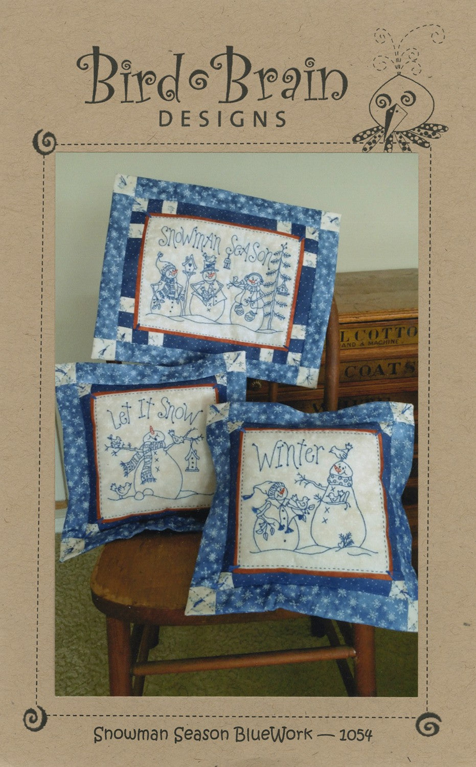 Snowman Season Blue Work Hand Emb