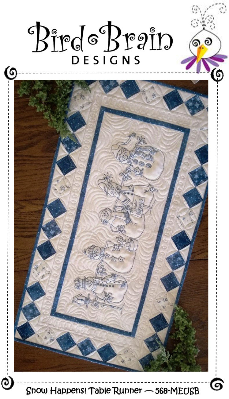 Snow Happens! Table Runner Machine Embroidery USB