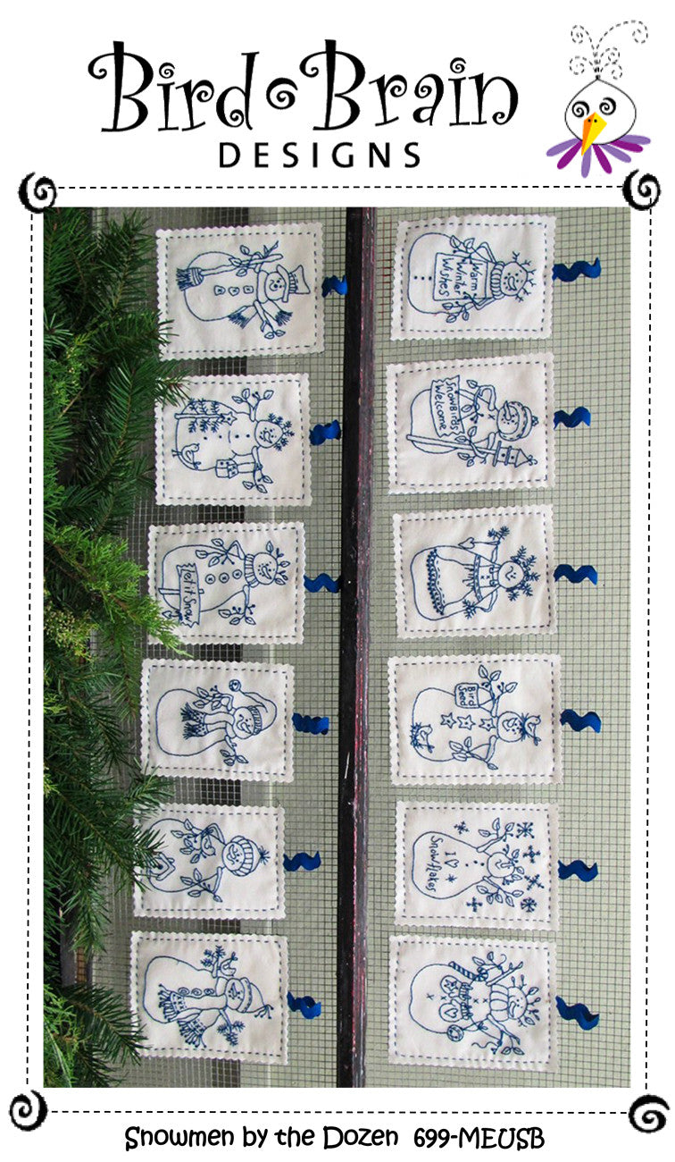 Snowmen by the Dozen Machine Embroidery USB
