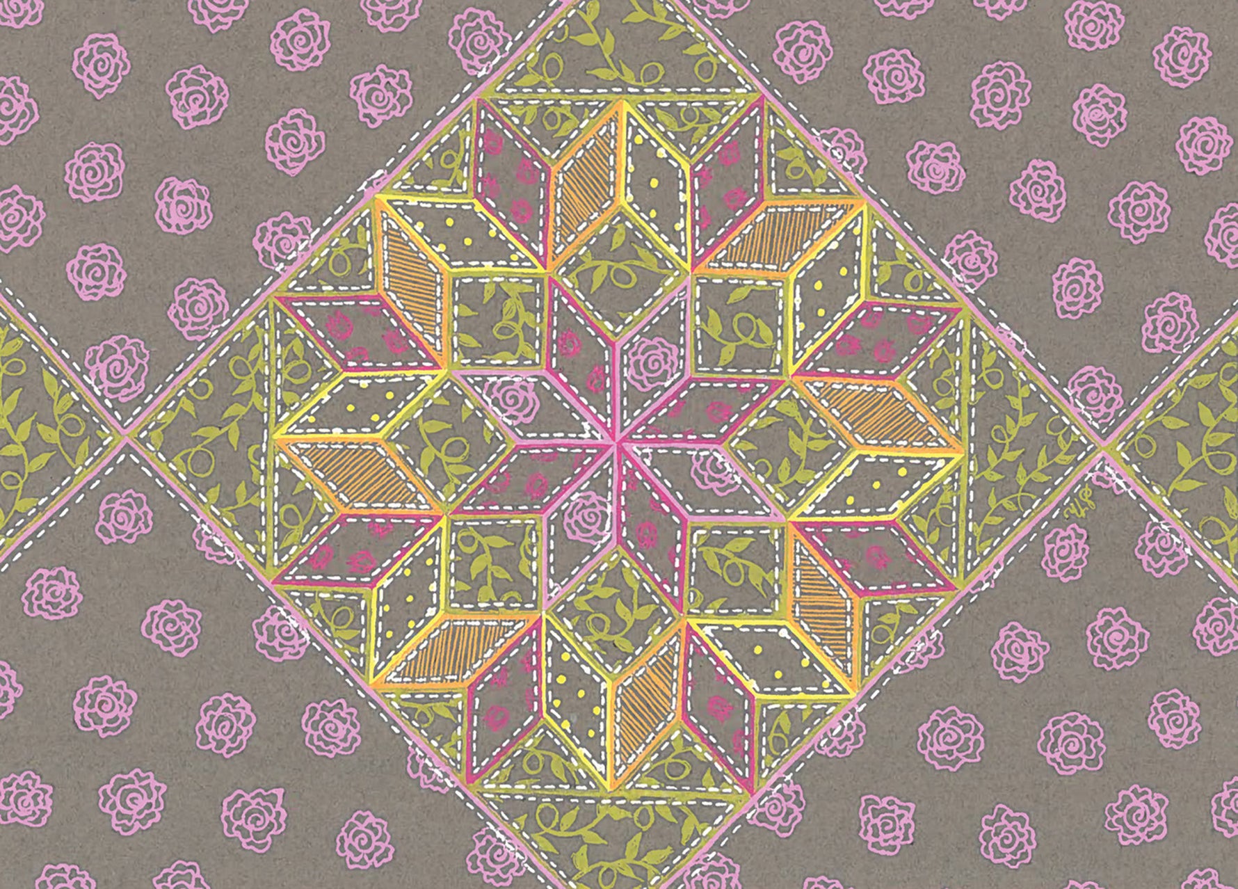 8-Pointed Star in Block Note Card
