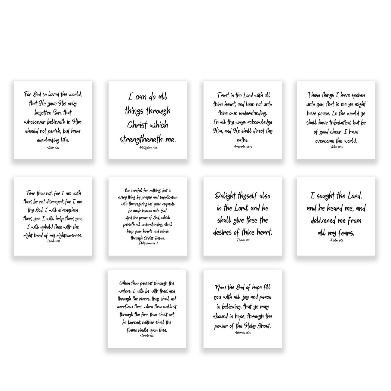 10 Precut Bible Verse Quilt Squares 3-1/2in