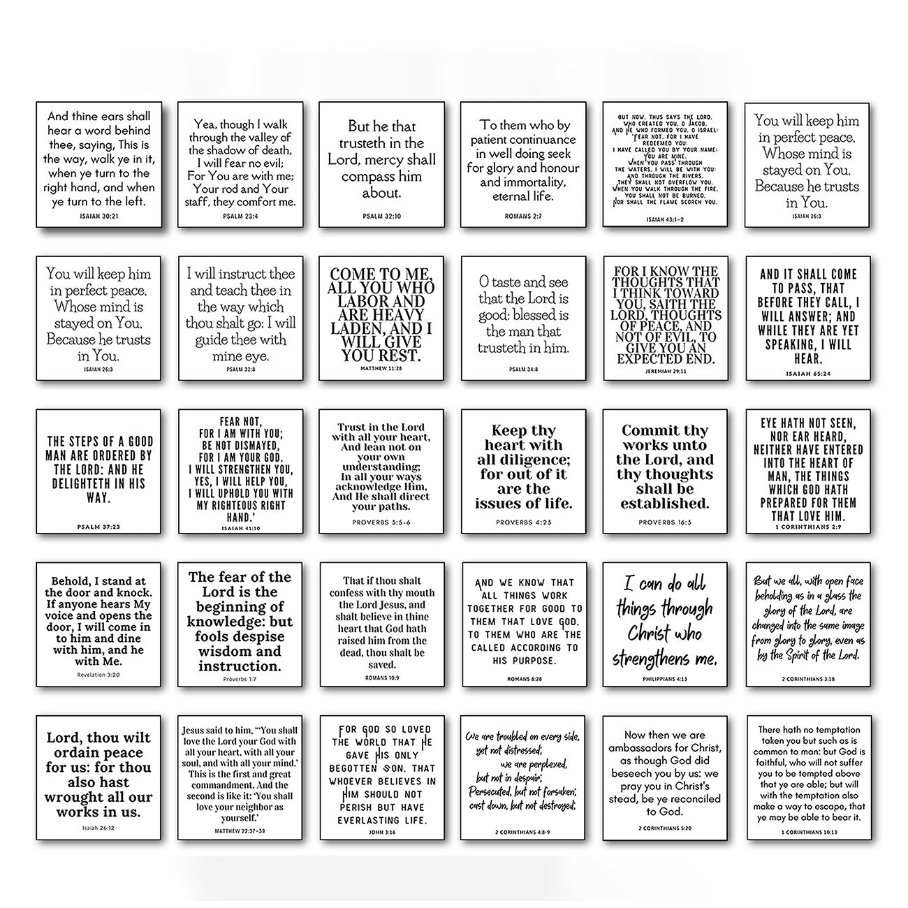 30 Precut Bible Verse Quilt Squares 5in