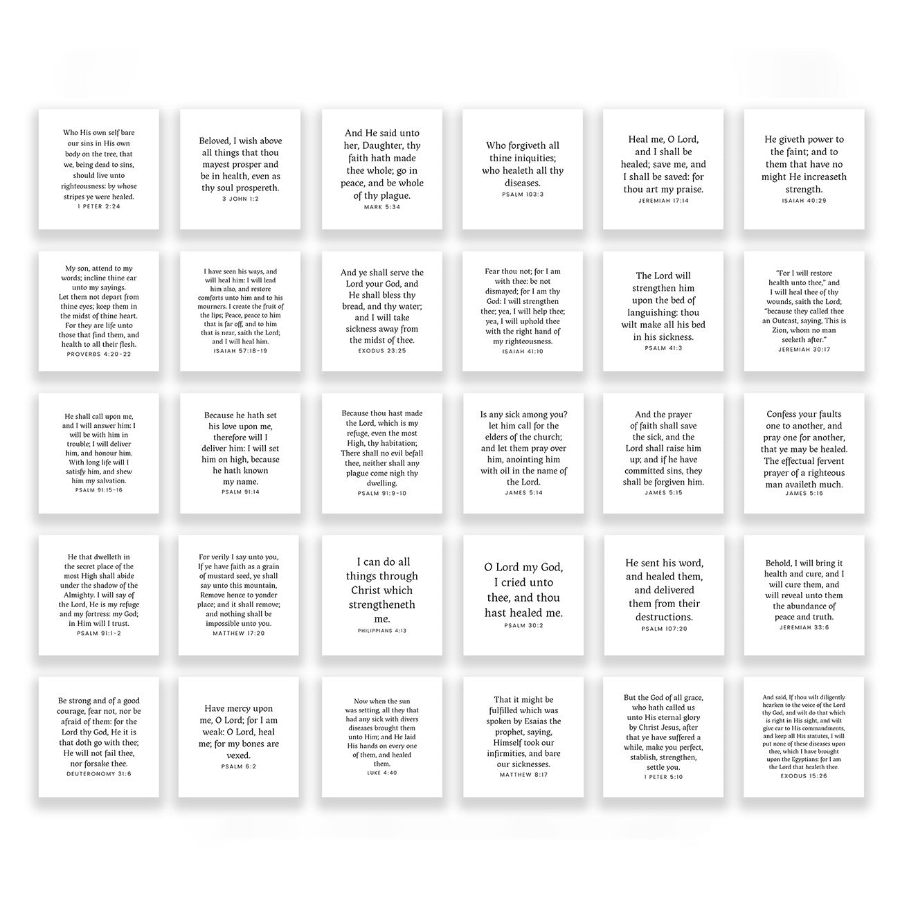 30 Precut Healing-themed Bible Verse Quilt Squares 3-1/2in