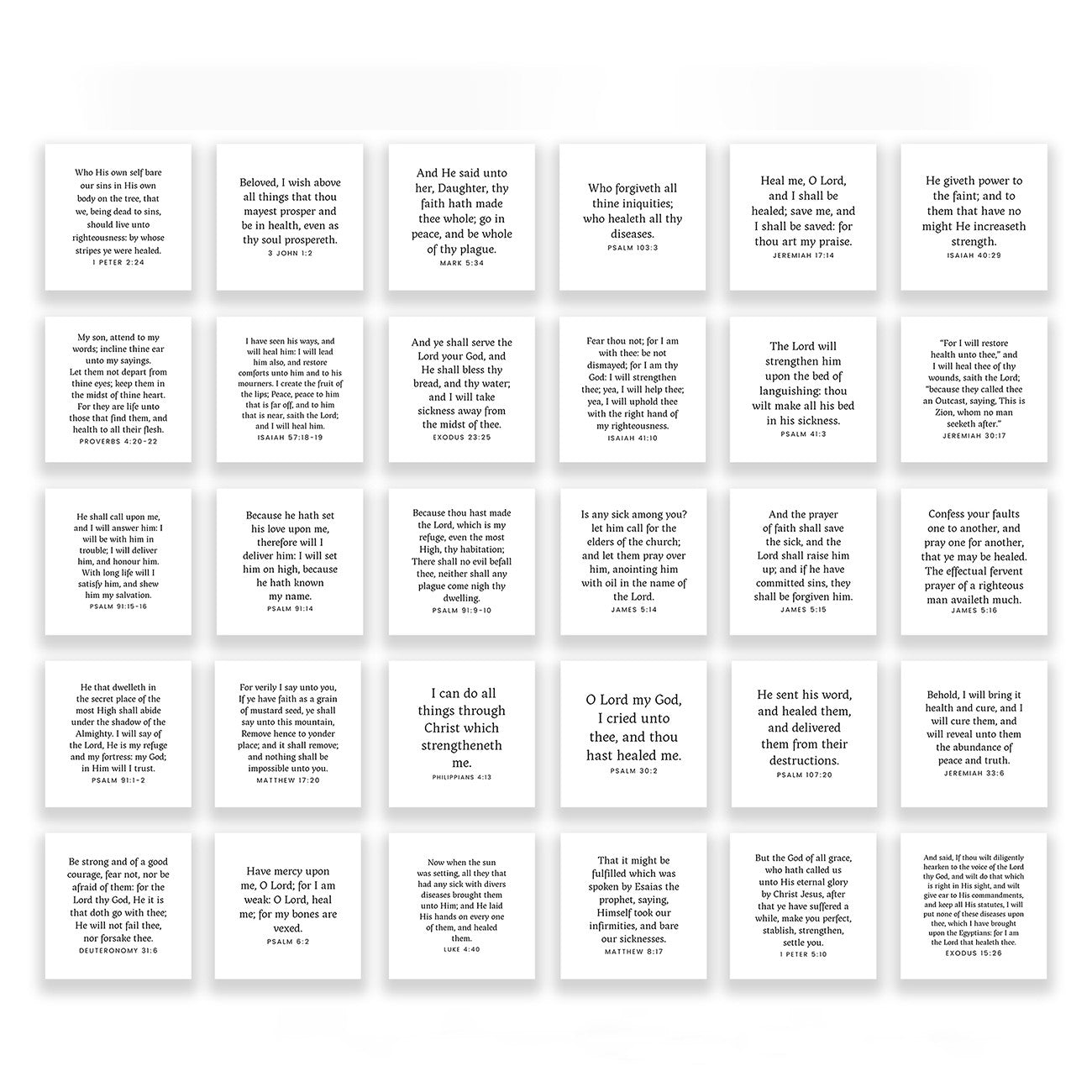 30 Precut Healing-themed Bible Verse Quilt Squares 5in