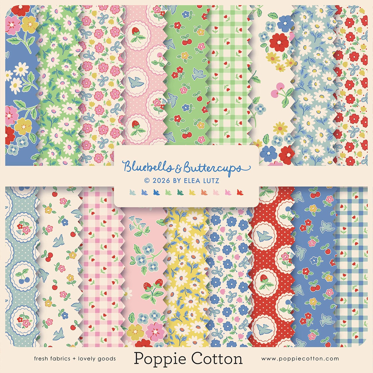 10in Squares Bluebells & Buttercups 42pcs/bundle