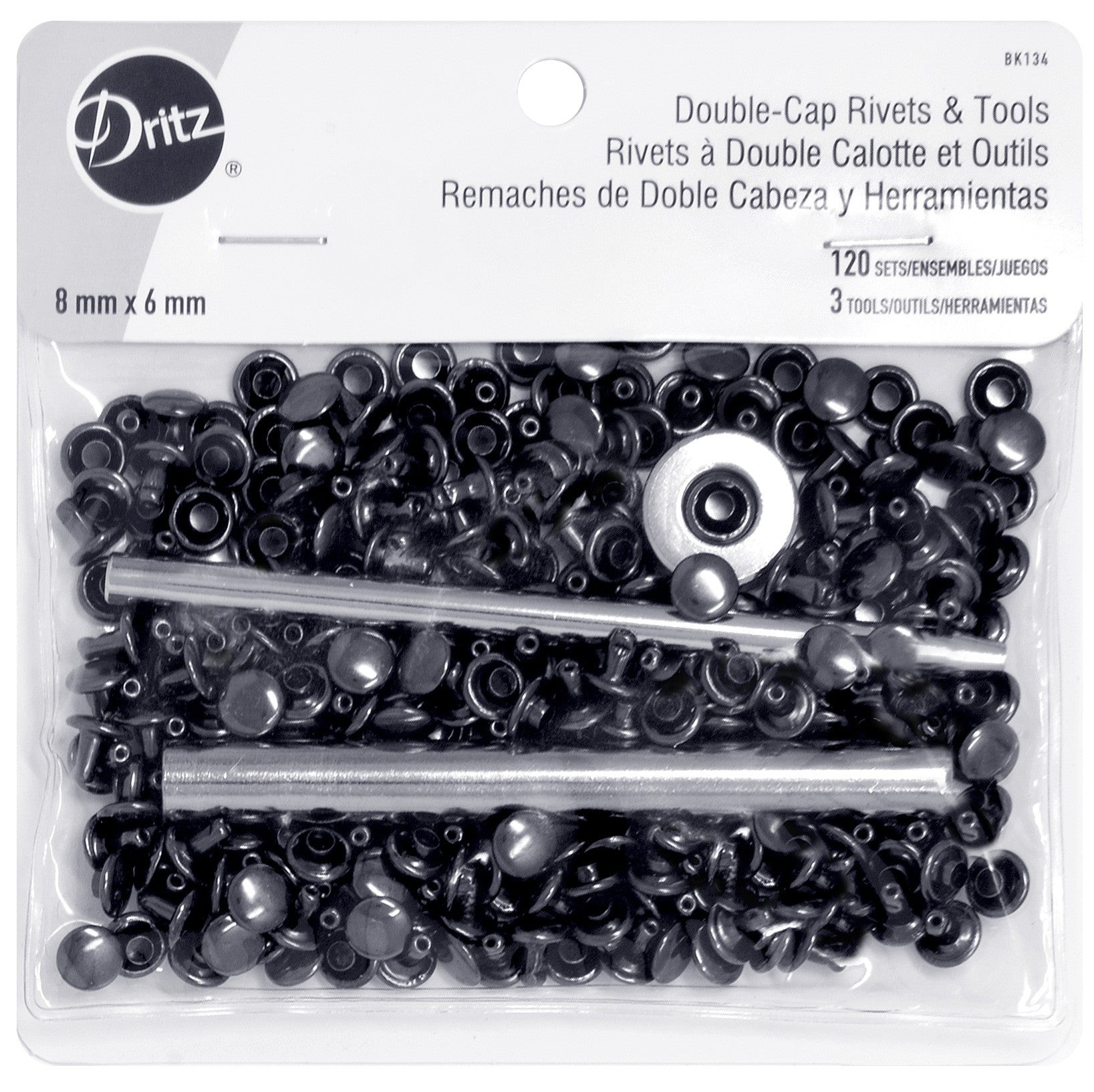 Double Cap Rivets Gunmetal Includes Rivets & Tools