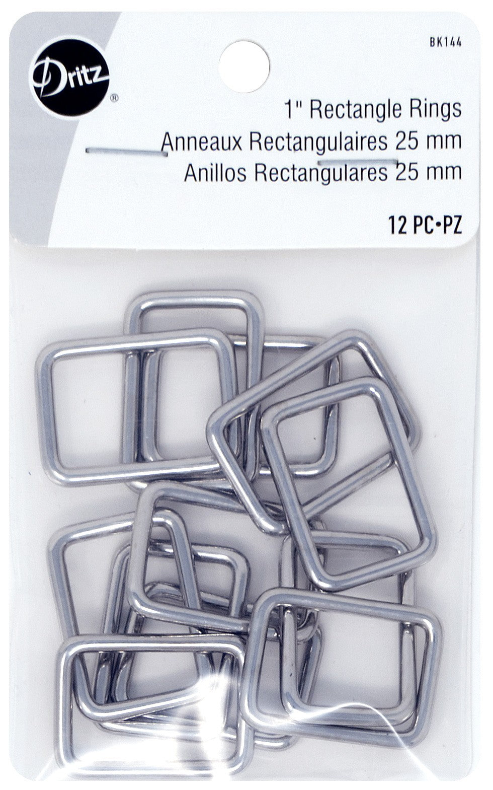 Rectangle Rings 1in Nickel 12ct