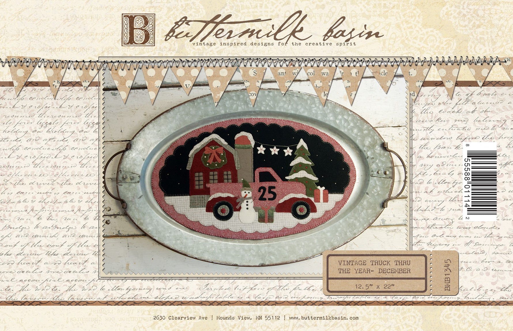 Vintage Truck Thru the Year December 12-1/2in x 22in