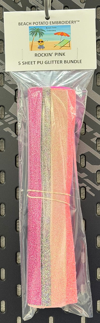 Rockin' Pink Glitter Sheet Bundle 5pk