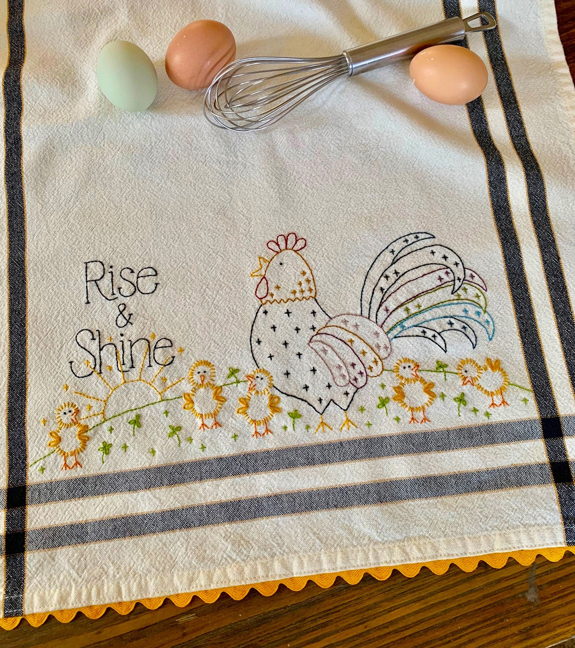 Rise and Shine Embroidery Dishtowel Kit