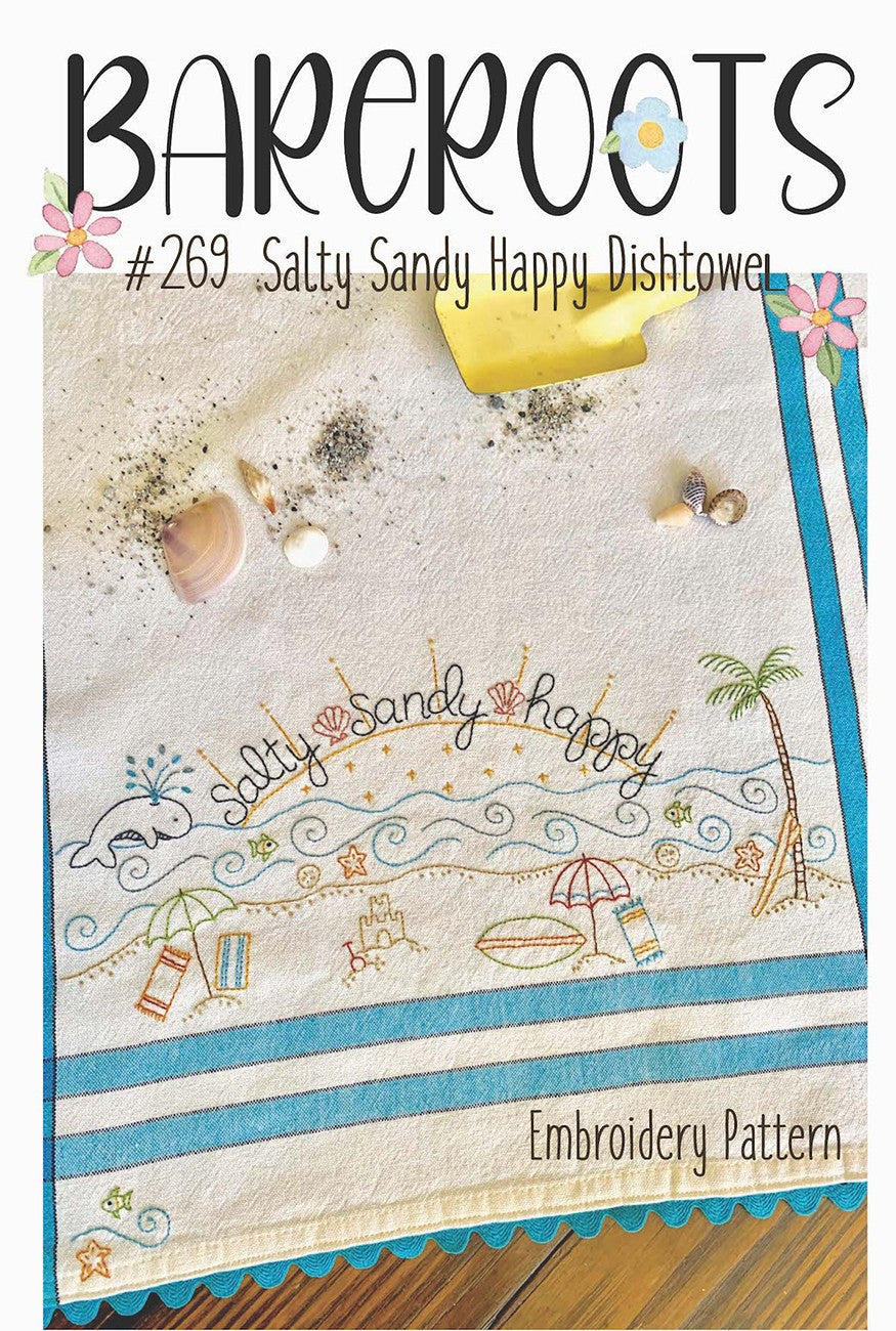 Salty Sandy Happy Embroidery Dishtowel Pattern