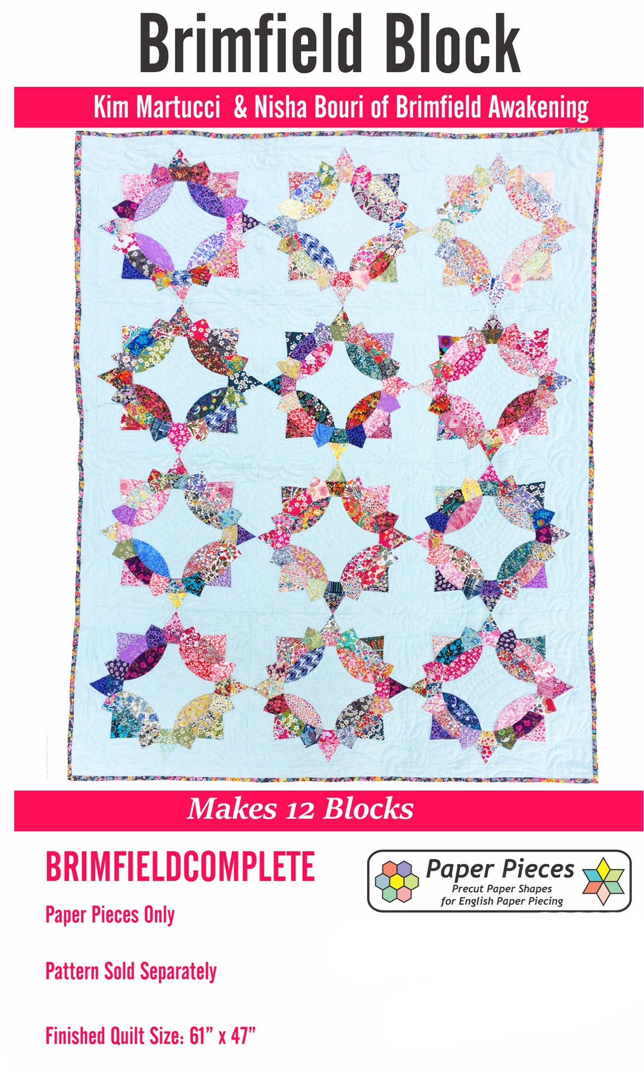 Paper Piece Pack For Brimfield Makes 12 Blocks No Pattern