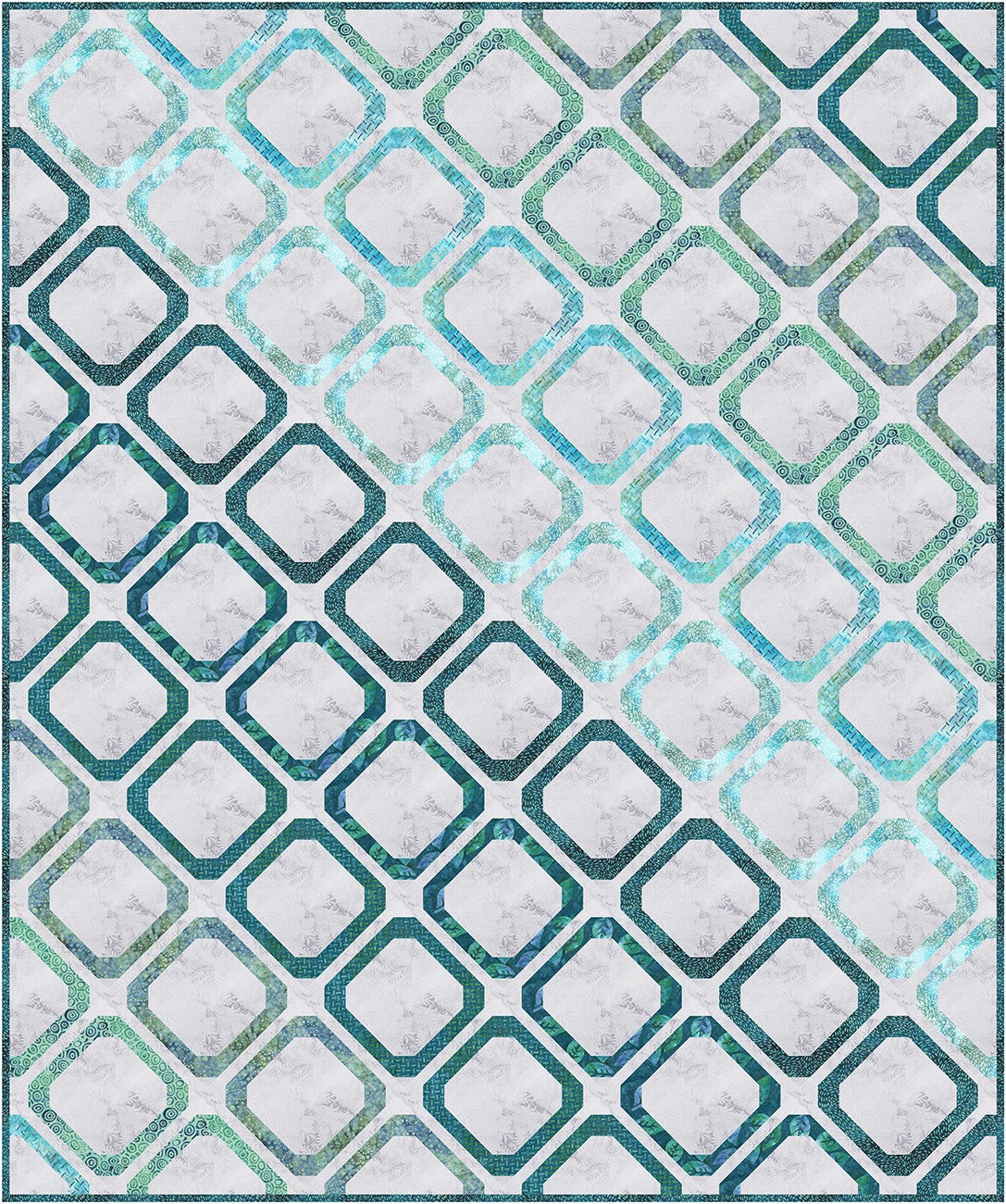 Batiks Silver Shores Light Gemstones Handmade Quilt Store Display