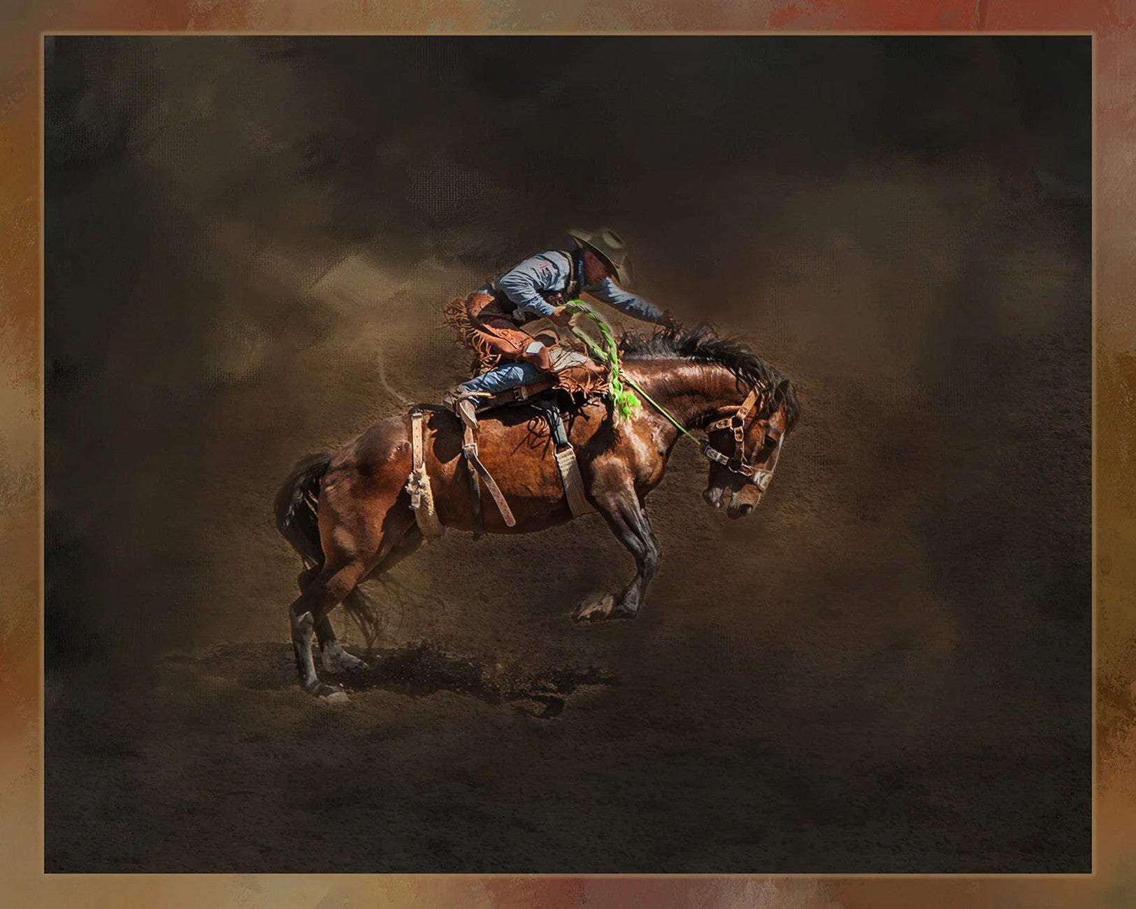Bronc Rider Two Panel 20in x 16in