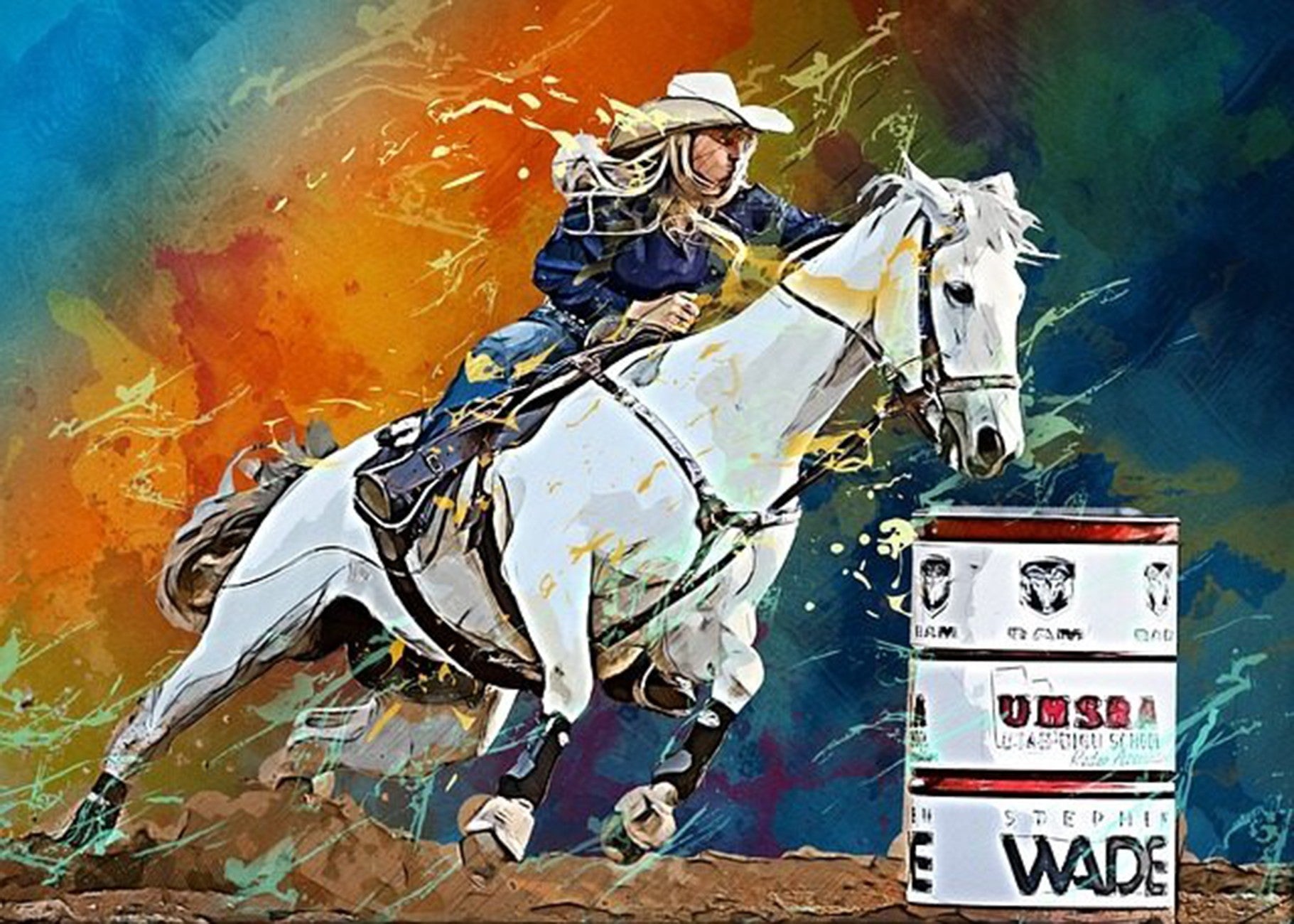 Cowgirl on the Move Panel 24in x 17in