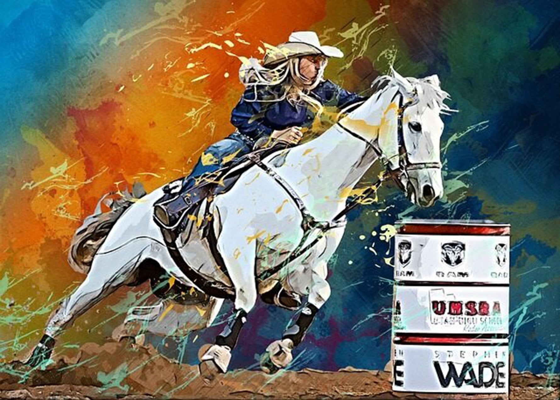 Cowgirl on the Move Panel 24in x 17in